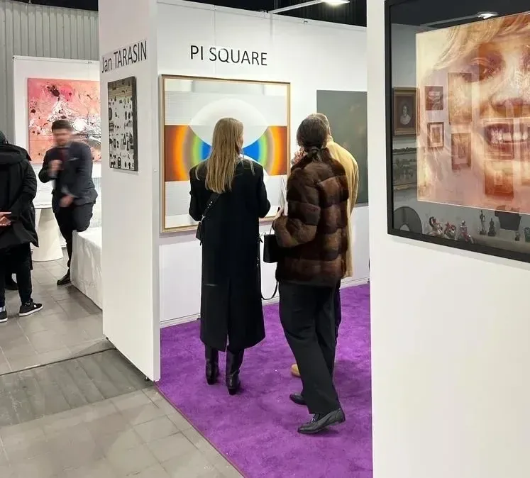 Pi Square exhibition view showing contemporary paintings in a gallery setting