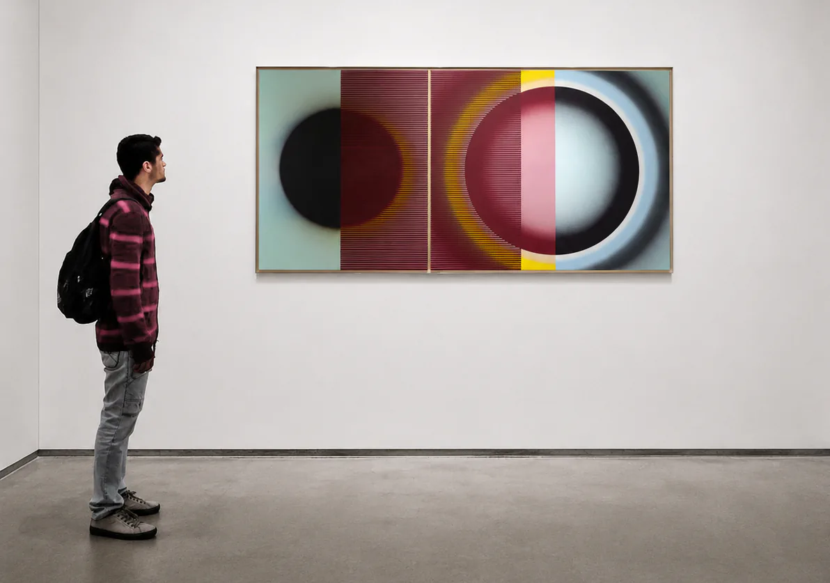 Pi Square exhibition view showing contemporary paintings in a gallery setting