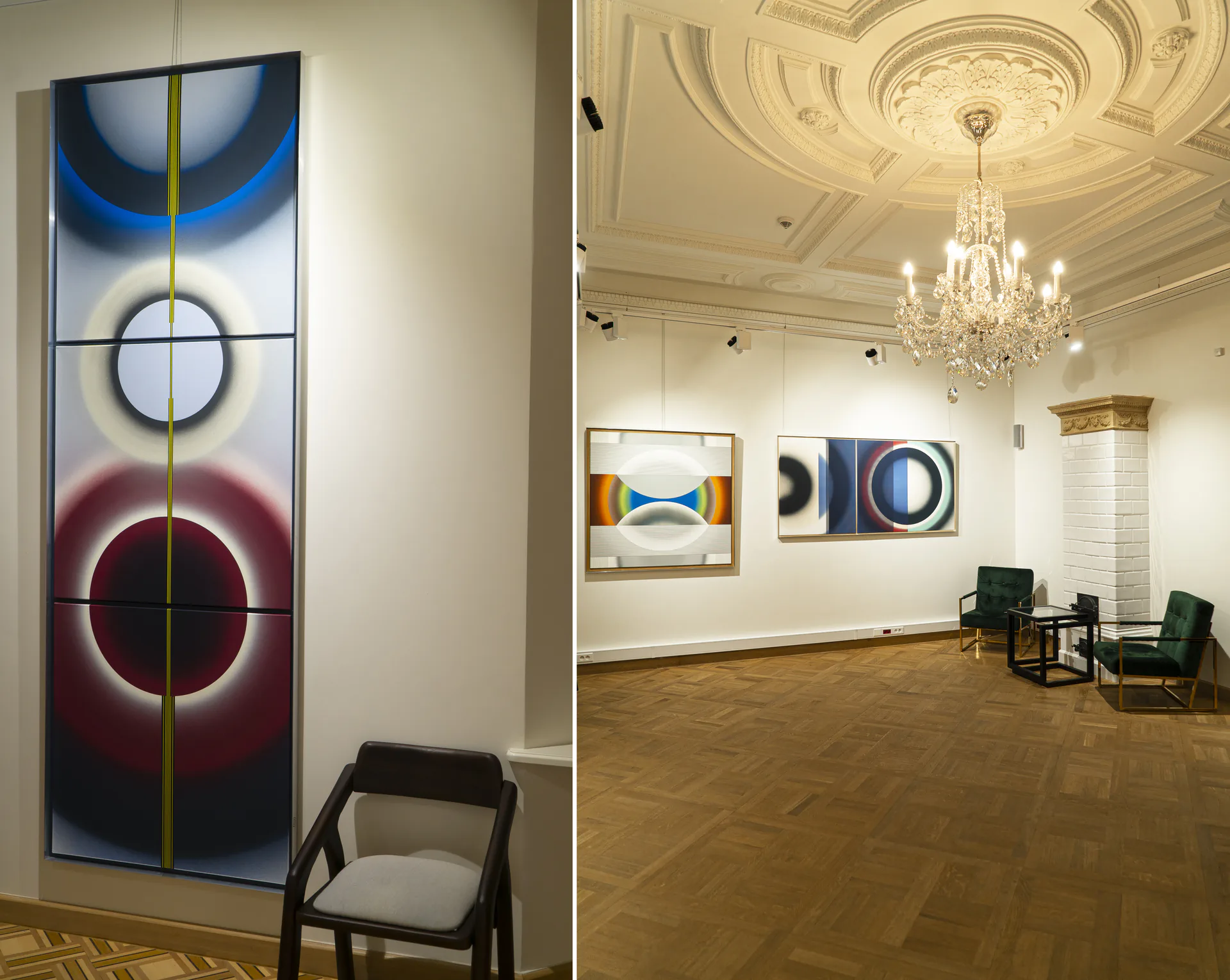 Pi Square exhibition view showing contemporary paintings in a gallery setting